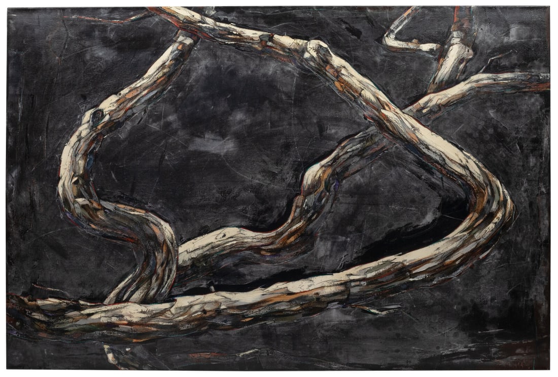 John Fincher (American, b. 1941) Moon Cedar, 2003: John Fincher (American, b. 1941) Moon Cedar, 2003 oil on linen signed Fincher and dated (lower right) 48 x 72 inches. Property from a Distinguished Private Collection, Michigan This lot is located in