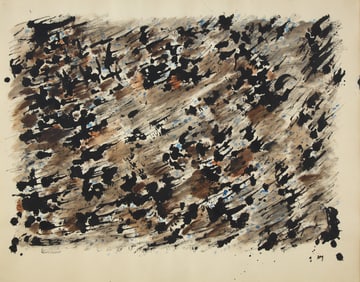 Henri Michaux (Belgian, 1899-1984) Colored Ink Painting, 1980