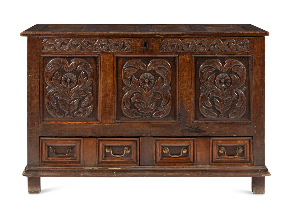 A Jacobean Carved Oak Two-Drawer Mule Chest (1 of 11)
