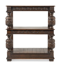 A Jacobean Style Carved Oak Two-Tier Server