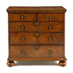 A William and Mary Burl Walnut Chest of Drawers