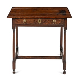 A William and Mary Oak Single-Drawer Work Table