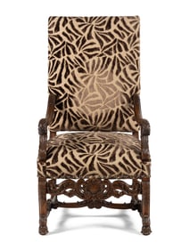 An Italian Rococo Revival Walnut Armchair