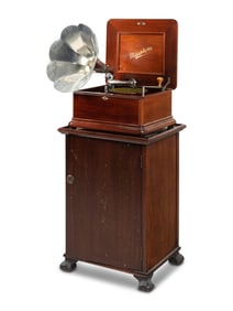 A Miraphone Combination 12-Inch Disk Music Box and Phonograph