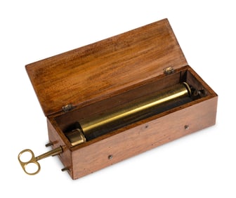 A Four-Air Chevron Comb Music Box Signed David Cadet