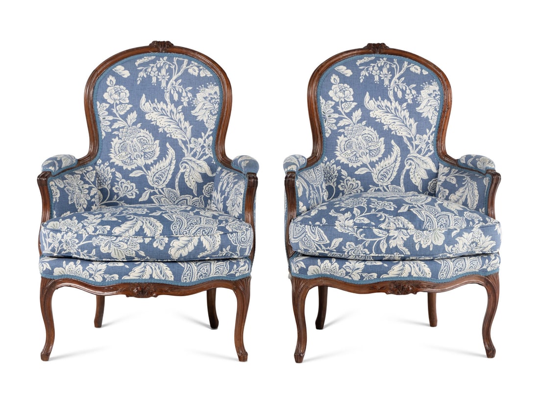 A Pair of Louis XV Walnut Bergères (1 of 3)