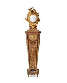 A Louis XVI Style Gilt Bronze Mounted Mahogany Pedestal Regulator Clock