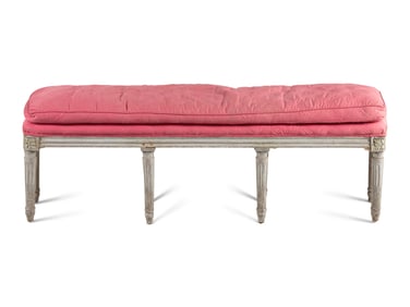 A Louis XVI Gray-Painted Window Bench