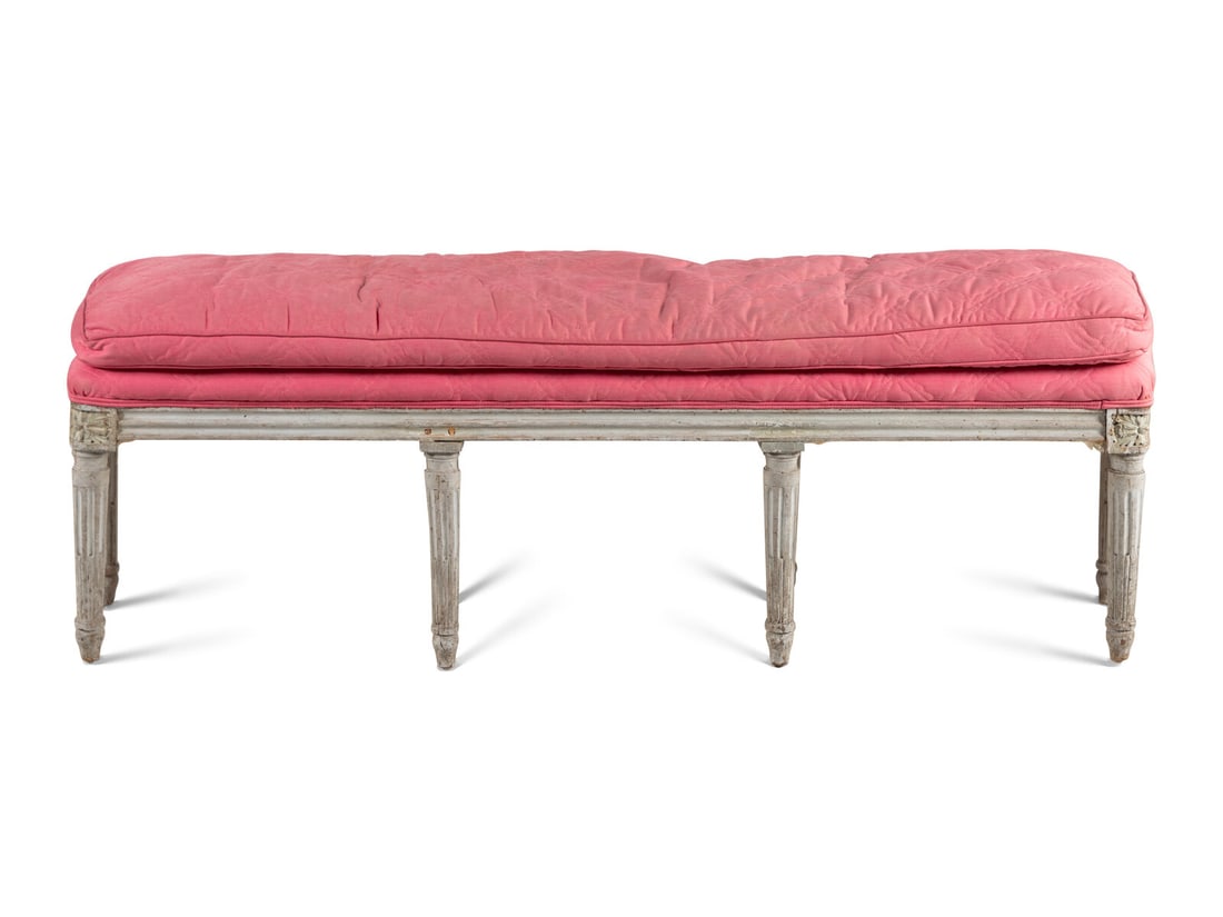 A Louis XVI Gray-Painted Window Bench (1 of 2)