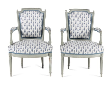 A Pair of Louis XVI Painted Fauteuils