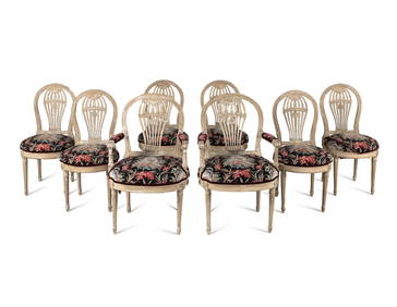 A Set of Eight French Gray-Painted "Montgolfier" Dining Chairs (1 of 3)
