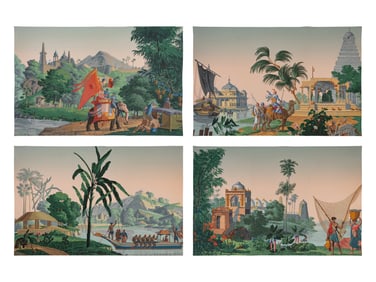 Twelve Zuber Hindustan Wallpaper Panels