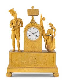 A Charles X Gilt Bronze Mantel Clock