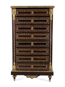 A Napoleon III Gilt Bronze Mounted Mother-of-Pearl Inlaid Secrétaire à Abbatant