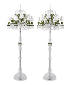 A Pair of Baccarat Zénith Cut Glass Twelve-Light Torchères