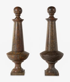 A Pair of Monumental Marble "Pawn" Sculptures