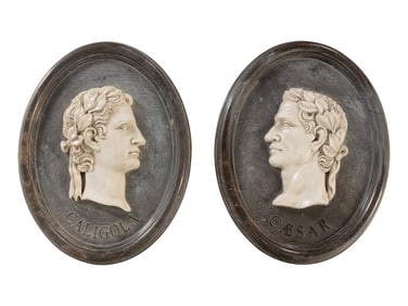 A Pair of Continental Marble Portrait Plaques