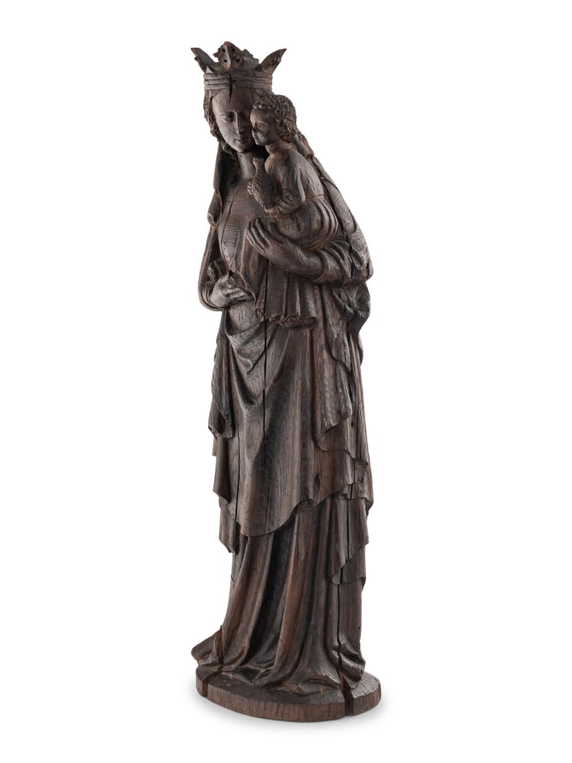 A Carved Oak Figural Group of the Madonna and Child (1 of 5)