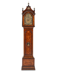 A Dutch Marquetry Longcase Clock with Associated English Movement