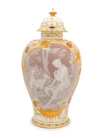 A Berlin (K.P.M.) Pâte-sur-Pâte Porcelain and Enamel Decorated Vase