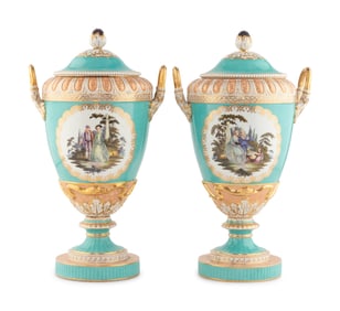 A Pair of Berlin (K.P.M.) Porcelain Urns