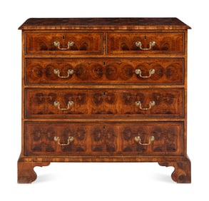 A William and Mary Style Oyster Walnut Chest of Drawers