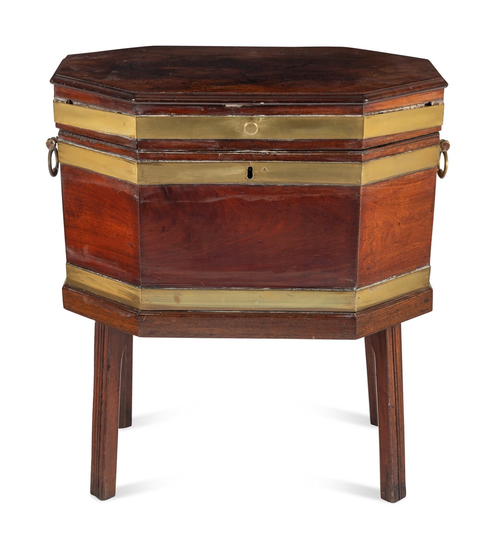 A George III Brass-Banded Mahogany Cellarette (1 of 3)