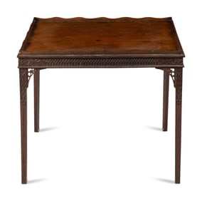 A George III Blind Fret-Carved Mahogany Silver Table