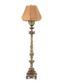 A Victorian Brass Floor Lamp
