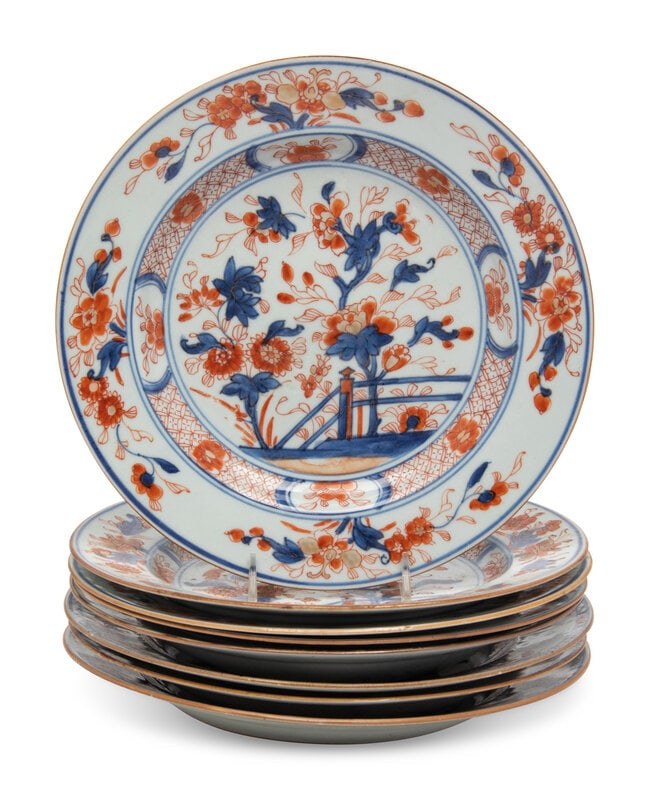 Eight Chinese Export Imari Palette Porcelain Plates (1 of 2)