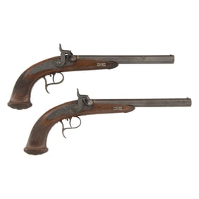 Pair of Austrian Percussion Target Pistols by Mathias Nowotny in Wien
