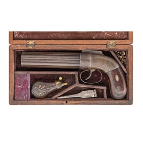 Early Transition Dragoon Sized Cased Allen & Thurber Pepperbox