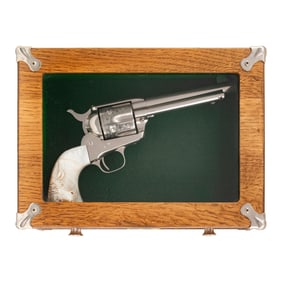 **1929 Production Colt Single Action Army with Raised Carved Mother of Pearl Steer's Head Grips in