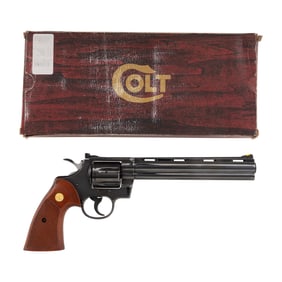 *K Prefix Blued 8" Colt Python Revolver in Box