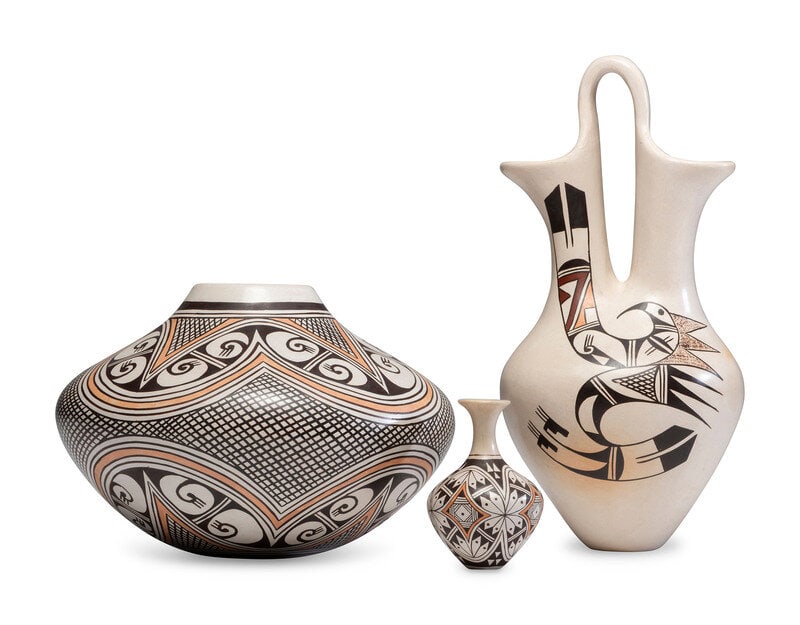 Helen Naha AND Rainy Naha
(Hopi, 1922-1993 / b. 1943)
Pottery Wedding Vase and Jars (1 of 3)