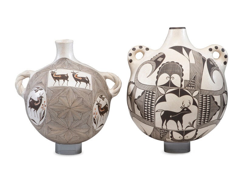 Pair of Large Acoma Pottery Canteens (1 of 4)