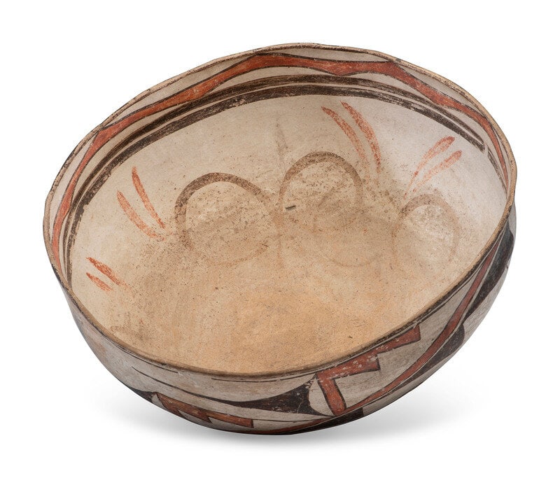 Zuni Polychrome Pottery Dough Bowl (1 of 3)