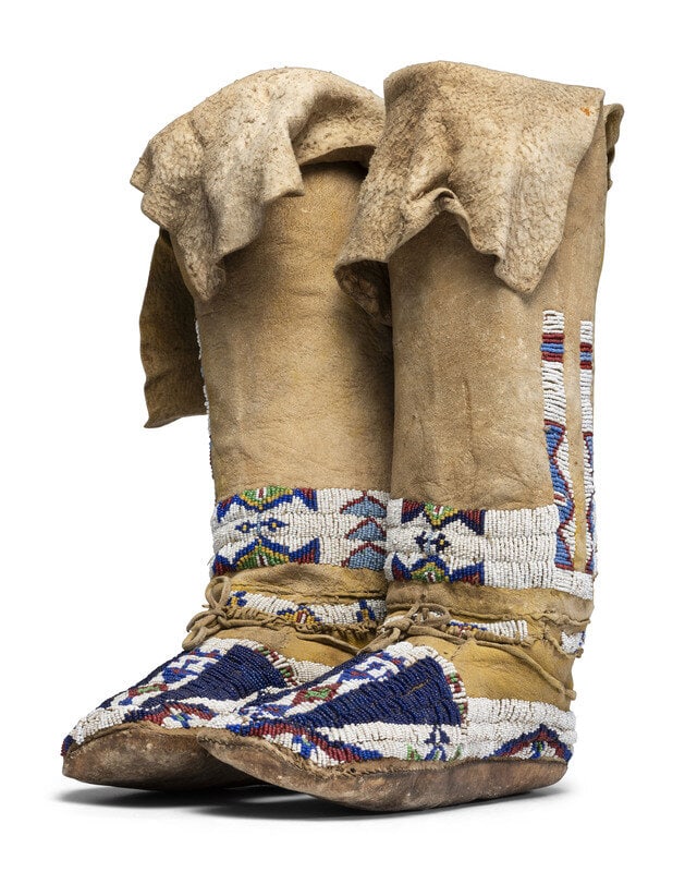 Central Plains Beaded Hide Moccasins and Leggings (1 of 3)