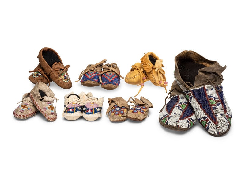 Group of Plains Children's Beaded Hide Moccasins (1 of 8)