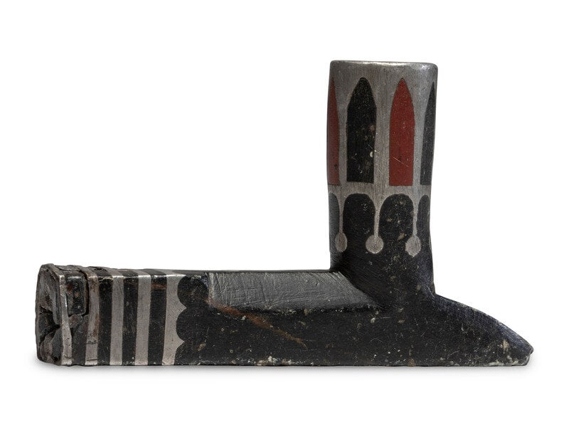 Eastern Plains Steatite Pipe, with Inlay (1 of 3)