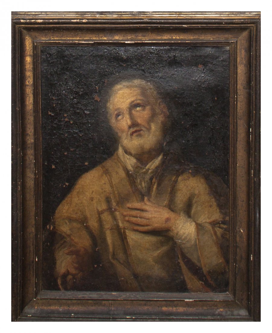 Continental School, (18th/19th century), Portrait : Continental School (18th/19th century) Portrait of a Saint oil on canvas 25 1/2 x 19 1/4 inches. Property from the Estate of Elizabeth Jeffries Jaci, Chicago, Illinois