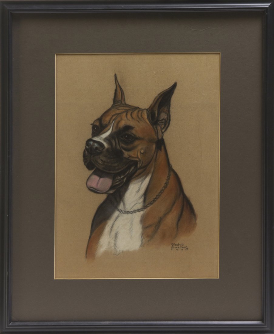 Gladys Emerson Cook, (American, 1899-1976), Boxer : Gladys Emerson Cook (American, 1899-1976) Boxer Head Study pastel signed (lower right) 18 x 13 inches. Property from the Collection of Do Dillon, Chicago, Illinois