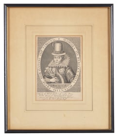 An Engraved Portrait Of Pocahontas (D. 1617)