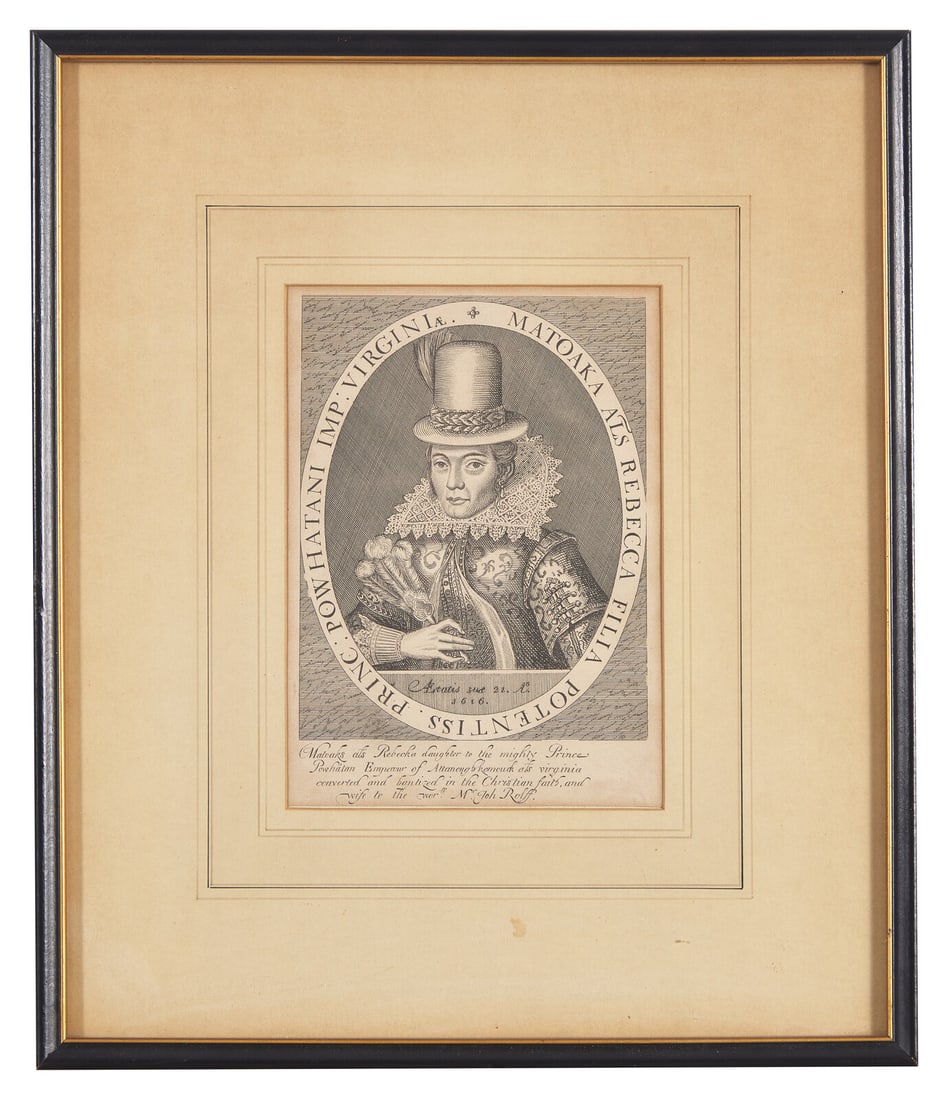 An Engraved Portrait Of Pocahontas (D. 1617)
