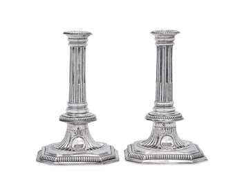 A Rare Pair of William III Britannia Silver Candlesticks