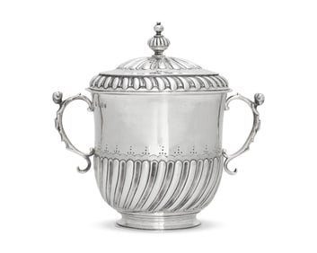 A Charles II Style Britannia Silver Covered Porringer