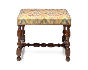 A William & Mary Turned Birch And Maple Stool