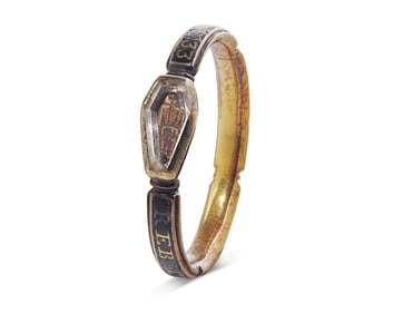 A Rare Georgian Gold, Crystal, And Enamel Mourning Ring