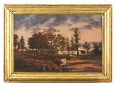 Attributed To John Archibald Woodside (1781-1852), Delaware Valley Farm Scene With Quaker Meeting