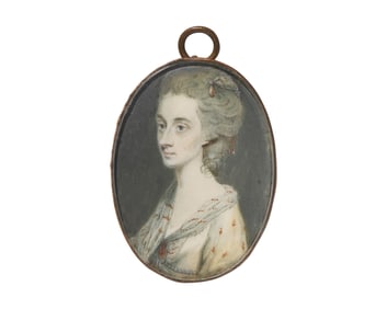 Richard Crosse (English, 1742-1810), A Portrait Miniature Of A Lady In White Dress